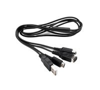 Câble de chargement USB 3 en 1 noir, fil de 1,2 m, for console NDSI, NDSL, GBA et SP