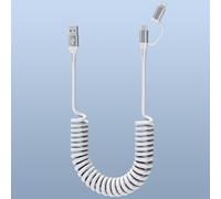 Câble de chargement USB C et Lightning 2 en 1 Câble Carplay, câble de rapide USB C spiralé compatible Carplay et Android Auto, câble combiné avec type C/Lightning pour iPhone/Android/iPad