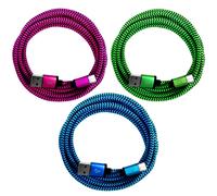 Câble de chargement USB-C pour tablette de téléphone portable Multicolore 3x 20cm Bleu/vert/rose