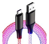 Câble de chargement USB C RVB 3.3ft, éclairage progressif USB A vers USB C, coque en aluminium 66 W, fil de charge LED rapide, câble lumineux pour Samsung, Huawei, OnePlus