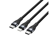 Câble de chargement USB-C vers USB-C et Lightning Vention - 480Mbps - Aluminium/PVC - 3A/27W/60W -