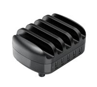 Câble De Chargement USB for Tablette PC, 5 Ports, Station Charge avec Support 40W 5V2.4A Capacité De Charge Rapide(Black)