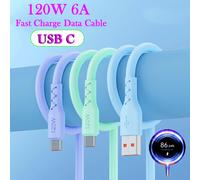 Câble de chargement USB Type C 120W 6A, en Silicone souple, pour Samsung, Xiaomi, Redmi, Huawei, Android, cordon de données Usb C vert