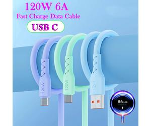 Câble de chargement USB Type C 120W 6A, en Silicone souple, pour Samsung, Xiaomi, Redmi, Huawei, Android, cordon de données Usb C Violet