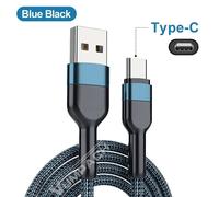 Câble De Chargement Usb Vers Type C 5A, Câble De Données En Nylon Pour Iphone Xiaomi Huawei Samsung Oppo Poco Type C.Blue Black.0.5M For Type C