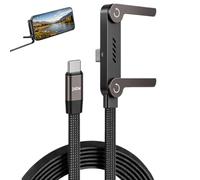 Câble de Chargeur 2-en-1 240W USB-C avec Support Latéral Invisible | Câble de Charge Rapide avec pour Smartphones et Tablettes Laptop Mac Book Support Téléphone Intégré Câble Tressé 1,5 m