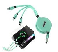 CâBle De Chargeur Multi-RéTractable 3 En 1 3a Avec Connecteur Typec/Pour Ios/Micro Usb 1,1 M (Vert)