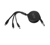 CâBle De Chargeur Multi-RéTractable 3 En 1 3a Avec Connecteur Typec/Pour Ios/Micro Usb 1.1m (Noir)