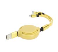 CâBle De Chargeur Multi-RéTractable 3 En 1 3a Avec Connecteur Typec/Pour Ios/Pour Android (Jaune)
