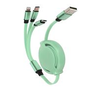 CâBle De Chargeur Multi-RéTractable 3 En 1 3a Avec Connecteur Typec/Pour Ios/Pour Android (Vert Matcha)