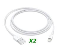 Câble de chargeur - STRAßE TECH - Lightning 1m (Lot de 2) - Nylon tressé - Charge rapide - Compatible iPhone/iPad