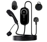 Câble de Chargeur VE Type 2 vers Prise UK 3 Broches 3KW Courant réglable [6/8/10/13A] Station de Charge Mobile avec écran LED, minuterie retardée 1-10 Heures, Support de Pistolet et Sac,5m