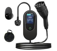 Câble de Chargeur VE Type 2 vers Prise UK 3 Broches Courant réglable [6/8/10/13A] Câble de Charge Type 2 avec Affichage LED Retard de minuterie 1-10 Heures Sac IP65 Protection avancée,15m