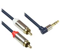 Câble de Connexion Audio Good Connections Prise Jack 3,5 mm vers fiche RCA 2X (RCA) - coudé d'un côté 0,5 m Bleu foncé