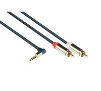 Câble de Connexion Audio Good Connections Prise Jack 3,5 mm vers fiche RCA 2X (RCA) - coudé d'un côté 5 m Bleu foncé