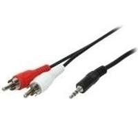 Câble de connexion audio stéréo, 3,5mm jack mâle vers 2x RCA (RCA) mâle, 1.5m, LogiLink®, [CA1042]