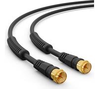 Câble de connexion coaxial d'antenne HB-DIGITAL HDTV SAT de fiche F vers fiche F - Plaqué or - Avec filtre de courant de gaine avec 2 noyaux de ferrite