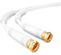 Câble de connexion coaxial d'antenne HDTV SAT de fiche F vers fiche F - Plaqué or - Avec filtre de courant de gaine avec 2 noyaux de ferrite.[J42]