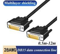 Câble de connexion de données d'extension série parallèle à 15 broches, 2 rangées DB15 de qualité industrielle 28awg, câble de protection mâle à femelle en cuivre pur Female to Female