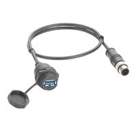 Câble de connexion industriel USB 3.0 IP67, prise USB-A vers fiche code B M12 5 broches, câble de cloison affleurant pour montage sur tableau électrique, compatible avec IFM EC2099 pour module PDM360
