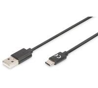 USB Type-C connection cable, type C to A M/M, 1.0m, 3A, 480MB, 2.0 Version, bl