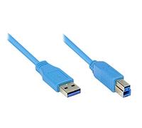 Câble de connexion USB 3.0 mâle A vers fiche B Bleu 3 m Good Connections®