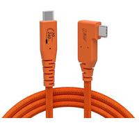 Câble de connexion USB C 5 m, câble vidéo USB 4 à angle droit avec PD 240 W, 4K @ 60 Hz 20 Gbps pour connexion entre appareil photo et ordinateur - Sony A7IV/Canon R5/MacBook Pro (orange)