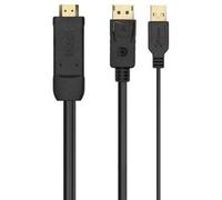 Câble de conversion Aisens A122-0641/ HDMI mâle - DisplayPort mâle + USB mâle/ Jusqu'à 10W/ 2250Mbps/ 10cm + 1.8m/ Noir