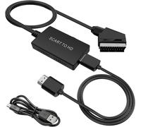 Câble De Conversion Péritel Vers Hdmi,Adaptateur Péritel Vers Hdmi Convertisseur Hd 720p/1080p Avec Cordon D'alimentation+Câble À Double Interface Pour Avec Ps3/Xbox/Dvd/Vhs Video Recorder