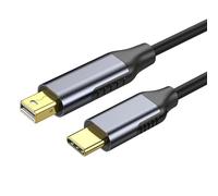 Câble de conversion vidéo plaqué or USB Type C vers Mini DisplayPort DP mâle de 1,8m, prise en charge 4K à 60 Hz, extension compatible avec MacBook, Samsung, projecteur, ordinateur portable