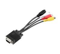 câble de convertisseur VGA vers sortie vidéo, VGA SVGA vers S-VIDEO, 3 RCA femelle, adaptateur s-vidéo AV, lot de 1, poly-sac