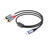 Câble de décodage USB C vers 2RCA tissé en nylon, fil sonore-2m