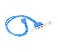 Câble de déflecteur Double USB, carte mère 19 broches vers Double Port A femelle, support de panneau arrière d'extension bleu