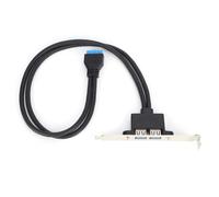 Câble de déflecteur Double USB, carte mère 19 broches vers Double Port A femelle, support de panneau arrière d'extension noir