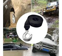 Câble De Dépannage - Sangles De Remorquage Renforcées Avec Crochets | Bande Élastique Nylon 5cm X 6m Pour Treuil | Capacité 4,5 Tonnes, Sangle Manuel Pour Treuil, Pour Voiture, Camion, SUV, Bateau, Re