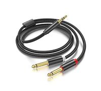 Câble de dérivation mono 3,5 mm TRS vers double 6,35 mm 1/4 TS mono (1,1 m) compatible avec iPhone, carte son d'ordinateur, lecteur CD, haut-parleur multimédia, système stéréo domestique