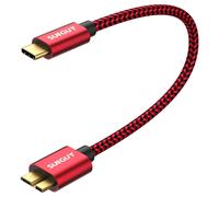 Câble de disque dur USB C 0.3 m 10 Gbps USB 3.1 Micro B vers C Câble de type C pour disque dur externe, SSD, Seagate Expansion, WD Elements etc. Rouge