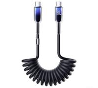 Câble de données à ressort de voiture 60 W compatible avec iPhone 16 et Samsung, cordon de 1,5 m pour chargement et données en voiture (Type-C vers Type-C)