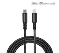 Câble De Données De Charge Rapide De Type C Vers Lightning, 1m 2m 3m, Câble Tressé En Nylon Certifié Mfi 20w Pour Iphone14 14pro 14plus 13 12 11 X.1pc Black.1m