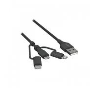 ANSMANN Câble 3-en-1 charge et données 120 cm 480 Mbps Micro USB/Lightning/USB-C