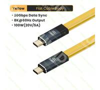 Câble De Données Plat Usb3.2 20Gbps Type C À Type C Thunderbolt 3 Pd100W 5A, Cordon Usb-C Pour Iphone 15 Pro Macbook Pro Samsung Xiaomi.Yellow.0.2M