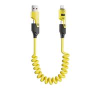 Câble de données rétractable à ressort 4 en 1, charge ultra rapide 65 W, compatible Android, Apple et Huawei (type C).