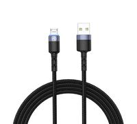 Câble de données Tellur, USB vers Micro USB, LED, Nylon Tressé, 2m, Noir