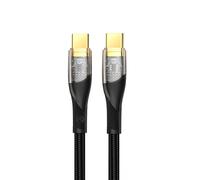 Câble de données transparent Tellur USB-C vers USB-C, PD60W, 1 m, noir