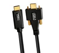 Câble de données Type-C 1 m, double scre droit | Connexion USB 5.0 vissée pour un acheminement d'équipement serré, extérieur noir, extrémités dorées