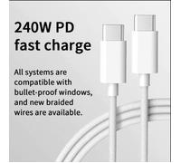 Câble de données Type-C blanc 240 W (2 m) pour Huawei Apple et ordinateurs portables charge rapide