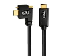 Câble de données Type-C de 1 m, coudé sur le côté simple | Connexion USB 5.0 vissée pour un acheminement d'équipement serré, extérieur noir, extrémités dorées