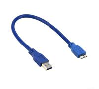 Câble de données USB 3.0 court pour Seagate Backup Plus - Connecteur métallique portable fin pour connexion et synchronisation fiables - Bleu