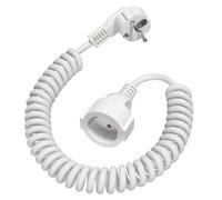 Câble de Extension Spiralé 2M, Câble Spiralé à Contact de Protection Extensible de 0,7M à 2 M Max, IP20 Rallonge Electrique Exterieure pour la Maison, Le Bureau, l'extérieur, Blanc