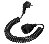 Câble de Extension Spiralé 2M, Câble Spiralé à Contact de Protection Extensible de 0,7M à 2 M Max, IP20 Rallonge Electrique Exterieure pour la Maison, Le Bureau, l'extérieur, Noir